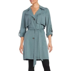 7 For all Mankind Blue Lightweight Trench Coat Women's Medium  - Picture 1 of 12