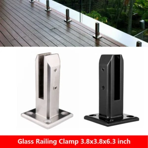 Stainless Steel Glass Clamp Square Railing Pool Fence Balustrade Stairs Spigots - Picture 1 of 19