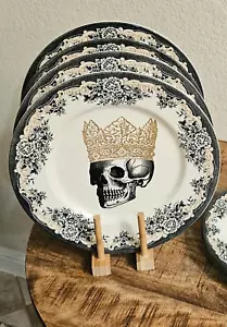 Royal Stafford Skull King with Gold Crown - 11" Dinner Plates - Set of 4 NEW - Picture 1 of 3