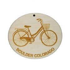 Boulder Colorado Ornament - Womens Bike or Bicycle - Handmade Wood Made in USA