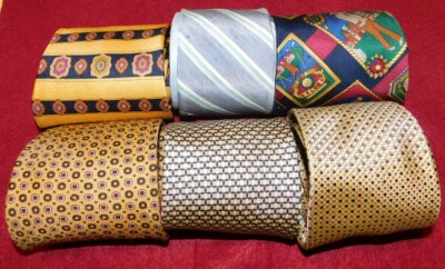 批量 6 件 TOMMY HILFIGER 美国制造/中国丝绸/亚麻领带 - 设计师领带。 — 第 1/2 张图片