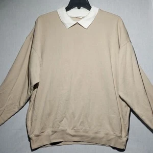 John Galt by Brandy Melville oversized women's collared crewneck sweater size L - Picture 1 of 7