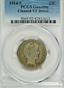 1914-S Barber Quarter : PCGS VF Details - Picture 1 of 3