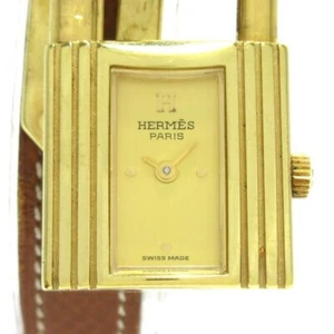 HERMES KELLY Watch Quartz Gold Dial Leather Ladies Watch Used - Picture 1 of 10