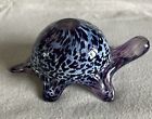 Vintage Tortoise Turtle Mottled Glass Paperweight. Mauve and Pale Blue. VGC