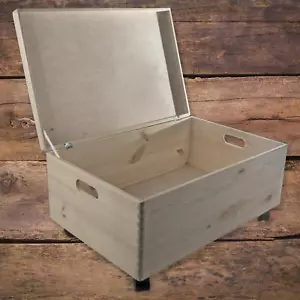 Extra Large Underbed Wooden Storage Box Lid Handles Wheels | 59 x 39 x 28 cm - Picture 1 of 11