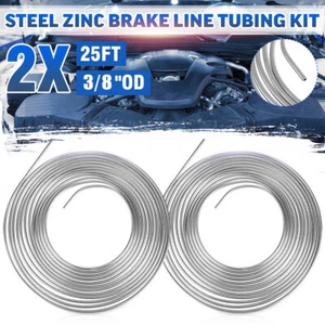 2x 25ft Brake Fuel Transmission Line Tubing 3/8" OD Zinc Sliver Roll Tubing Kit - Bild 1 von 7