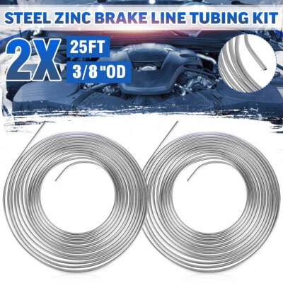 2x Kit de tubos de línea de freno de 25 pies - Juego de rodillos OD de doble astilla de zinc flexible de 3/8" Foto 1 de 4