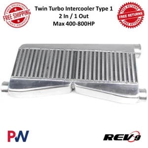 REV9 Universal Intercooler Type-1 Twin Turbo | 2 In / 1 Out | 400-800HP #IC-007 - Picture 1 of 6