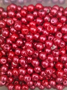 Pearl finish beads for jewelry making 6mm red 100pcs SKUAAA-14 - Picture 1 of 2