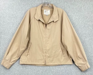 London Fog Jacket Men Large 44R Beige Mechanic Windbreaker Golf Dacron VTG USA - Picture 1 of 18