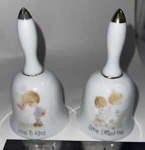 Two Vintage, Precious Moments, 1980 Table Bells. Jonathan and David, Ensco, Love