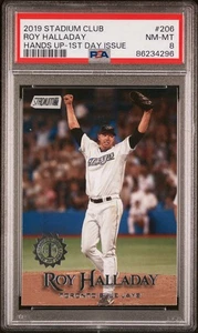 Roy Halladay 2018 Topps Stadium Club Baseball 1st Day Issue PSA 8 Blue Jays - Picture 1 of 2