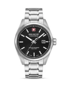 SWISS MILITARY HANOWA Men Analog Quartz Casual Watch Classic Dress Black Dial Wa - Picture 1 of 5