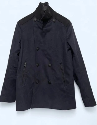 Chaquetón de lana Rag & Bone azul marino con cuello negro - talla 40 gótico tranquilo ciudad de lujo Foto 1 de 4