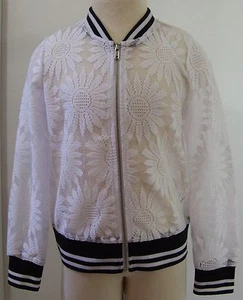 Tempted Girls White Black Daisy Lace Jacket Sz M - Picture 1 of 2