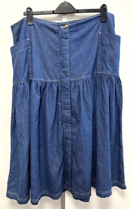 NEW! Phase Eight UK18 blue denim Elodie tier front fastening side pockets skirt - Picture 1 of 10