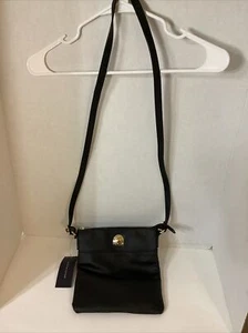 Tommy Hilfiger Womens Black Pebbled Adjustable Strap Crossbody Bag Purse W/tags - Picture 1 of 15