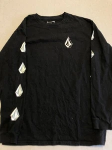 Volcom T Shirt Men's Large Black Cotton Graphic Long Sleeve Casual Tee - Picture 1 of 5