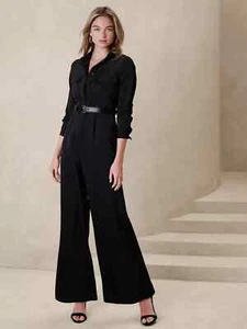 Banana Republic Black Wide Leg Jumpsuit Size 8 Petite - Picture 1 of 3