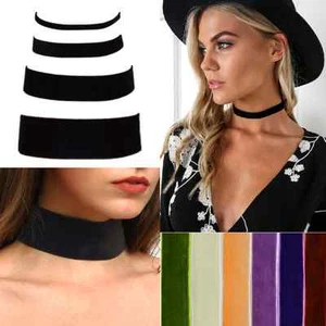 Choker Kropfband Samtband Collier Samt Halsband Kette Halskette viele Farben - Bild 1 von 36