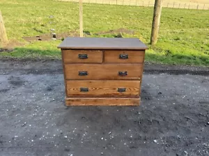 Victorian Pine Chest of Drawers / Vintage Pitch Pine Chest - Picture 1 of 17
