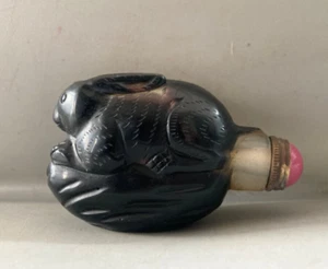 3" Exquisite Coloured glaze hand carved rabbit statue Lucky Snuff Perfume Bottle - Picture 1 of 9