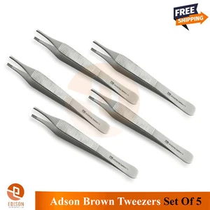 5 Stück Adson Braun Braun Gewebe Daumenpinzette Chirurgisch Anatomisch Pinzette Wellenschliff - Bild 1 von 3
