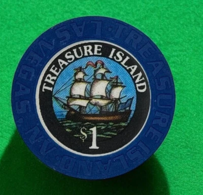 TREASURE ISLAND CASINO LAS VEGAS NEVADA $1 CASINO CHIP - Image 1 of 4