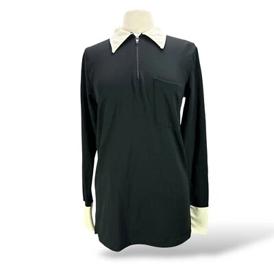 Vestido ViVTG 60s 70s MOD Negro Poli CUELLO BLANCO GRANDE 1/4 Cremallera Bolsillo Ref Pequeño MCM Foto 1 de 4