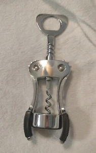 Oneida® Premium Chrome Plated Wing Corkscrew with Soft Touch Grips /Bottle Open - Picture 1 of 6