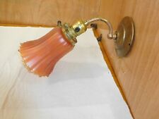 Antique ~ Brass Wall Sconce with Iridescent Shade               #3018