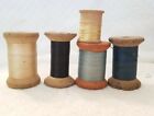 Vintage Silk Thread on Wooden Spools Set of 5, Assorted Colors, Makers, & Sizes