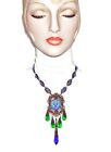 TSCHECHISCHES GLAS ÄGYPTISCHES REVIVAL Halskette blau grün König Tut Steine Vintage-Stil