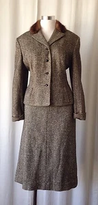 Traje de espiga Gino vintage años 50 con cuello de piel - Imagen 1 de 9