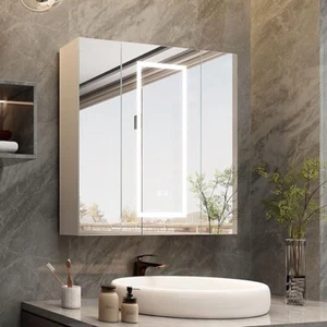 Badezimmerschrank mit Beleuchtung und Spiegel Wandschrank mit Anti-Fog 80x80cm - Bild 1 von 9