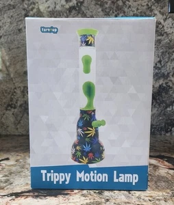 Rare Vintage Bong Shape Lava Lamp Green Wax Clear Liquid Weed Leaves 17" Tall - Picture 1 of 3
