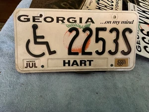 Georgia GA Rollstuhl Behinderten Nummernschild 2253S 2001 Hart County - Bild 1 von 1