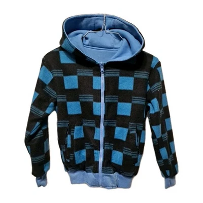 Shaun Blanco Jóvenes Niños M Reversible Cremallera Sudadera con Capucha Azul Negro Chaqueta de Vellón a Cuadros Foto 1 de 4