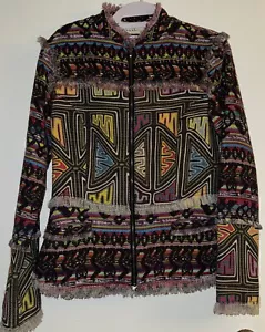 Chaqueta para mujer Nicole Miller Artelier S tribal azteca 100 % lana vibrante audaz funky - Imagen 1 de 6