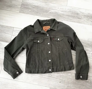 Army Green LEVI STRAUSS Stretch Jean Jacket L 8 10 WORN ONCE Levi’s Rockabilly - Picture 1 of 5