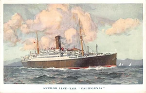Postkarte: Anchor Line, T.S.S. Kalifornien, Dampfschiff, verschickt 1934 - Bild 1 von 2