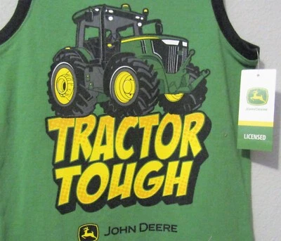 John Deere Niños Verde con Ribete Negro Camiseta A Sin Mangas con TRACTOR RESISTENTE y Foto Foto 1 de 3