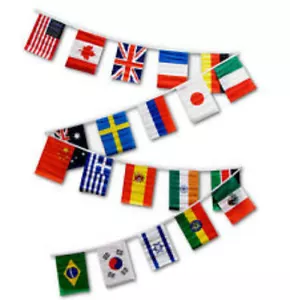 30ft International String Flag Set of 20 Country Flags 12x18 Pennants Polyester - Picture 1 of 1