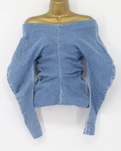 Alexander Wang SCHULTERFREIES DAMENOBERTEIL SEITLICH DRAPIERT US 0 UK 4 BLAU UVP 395 £ AD - Bild 1 von 5