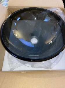 Kraus GV-104-14 Clear Black 14 inch Glass Vessel Bathroom Sink - Picture 1 of 4