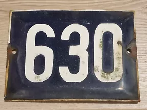 Emailliertes Porzellan Blech SCHILD Haus/Tür Nummer 630 - 5,9 Zoll/4,2 Zoll (ZZ) - Bild 1 von 8