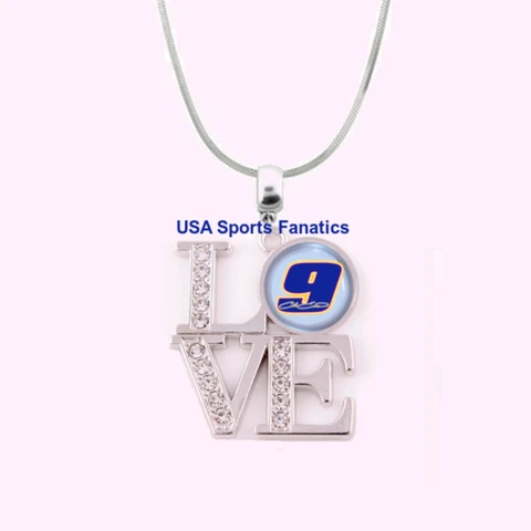 #9 Chase Elliott 925 Sterling Silver Team Love Necklace With Rhinestones 5 Sizes Cover