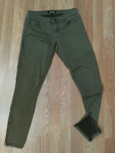 Forever 21 Casual Olive Green Khaki Premium  Denim Zip Ankles Pants Jeans 25 - Picture 1 of 9