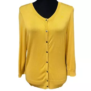 Halogen Yellow Button Cardigan Sweater Size Petite Large - Picture 1 of 6